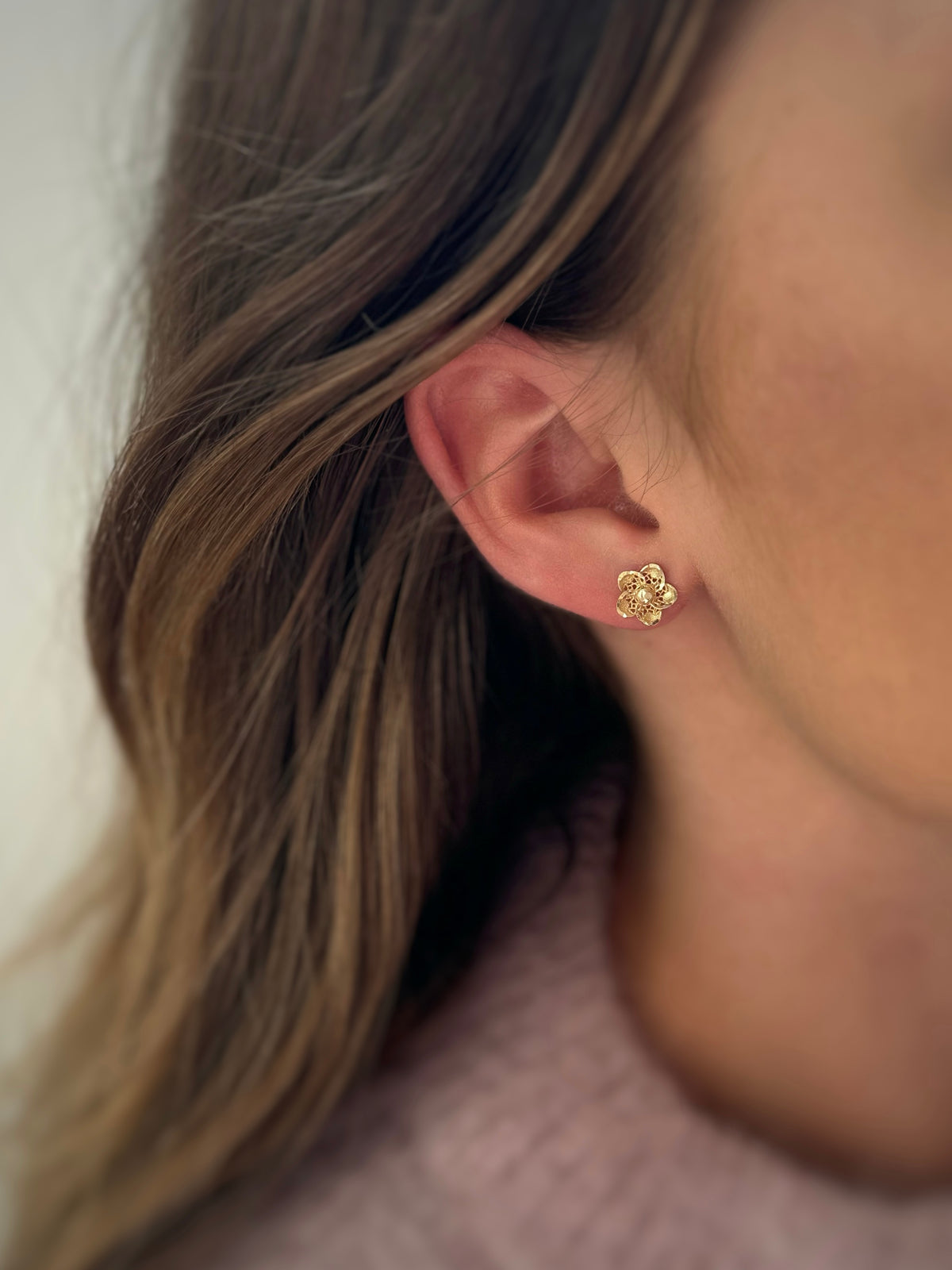 Kolczyki złote kwiatki (złoto próby 585)