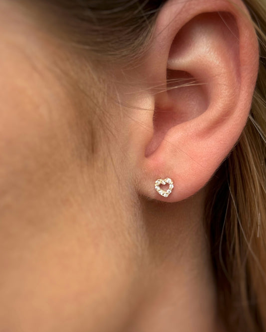 Kolczyki złote serca z cyrkoniami