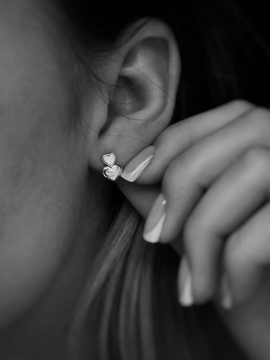 Kolczyki srebrne pozłacane serca