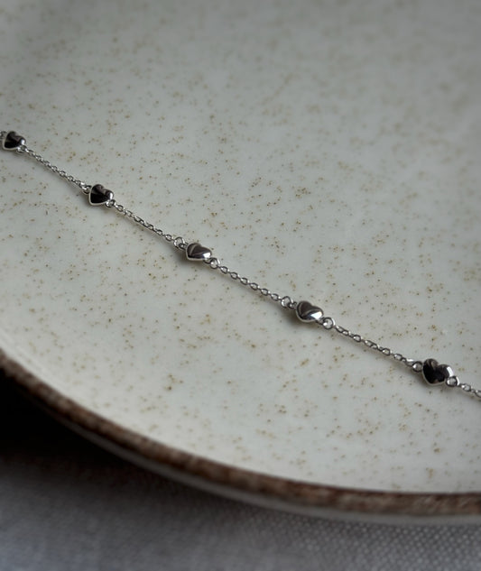 Bransoletka srebrna z serduszkami