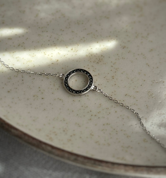 Bransoletka srebrna z czarnymi cyrkoniami