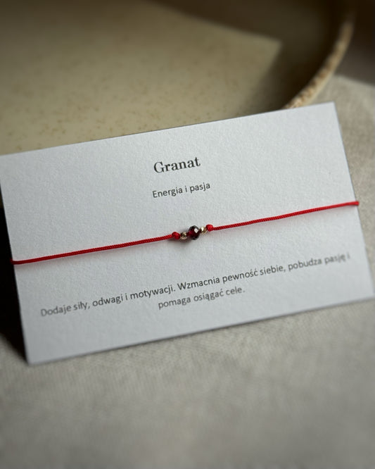 Bransoletka złota z granatem